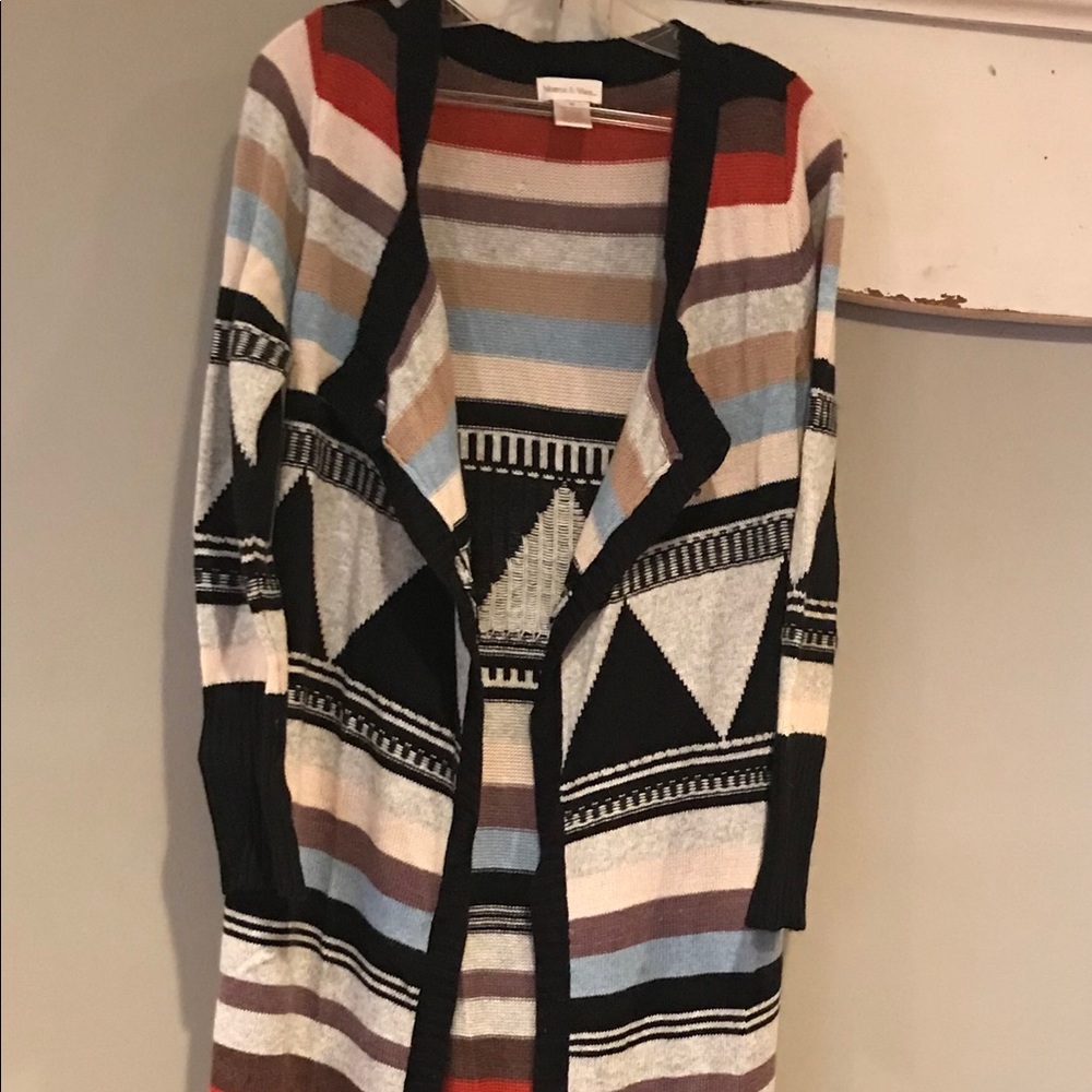 Long Multi Colored Sweater Duster - image 1